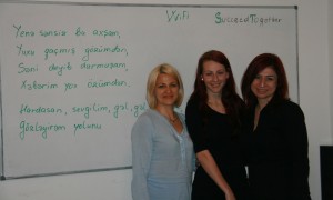 Left to right: ASN office manager Geda Montvilaite, student Claudia Zbrankova, lector - Leyla Musayeva.